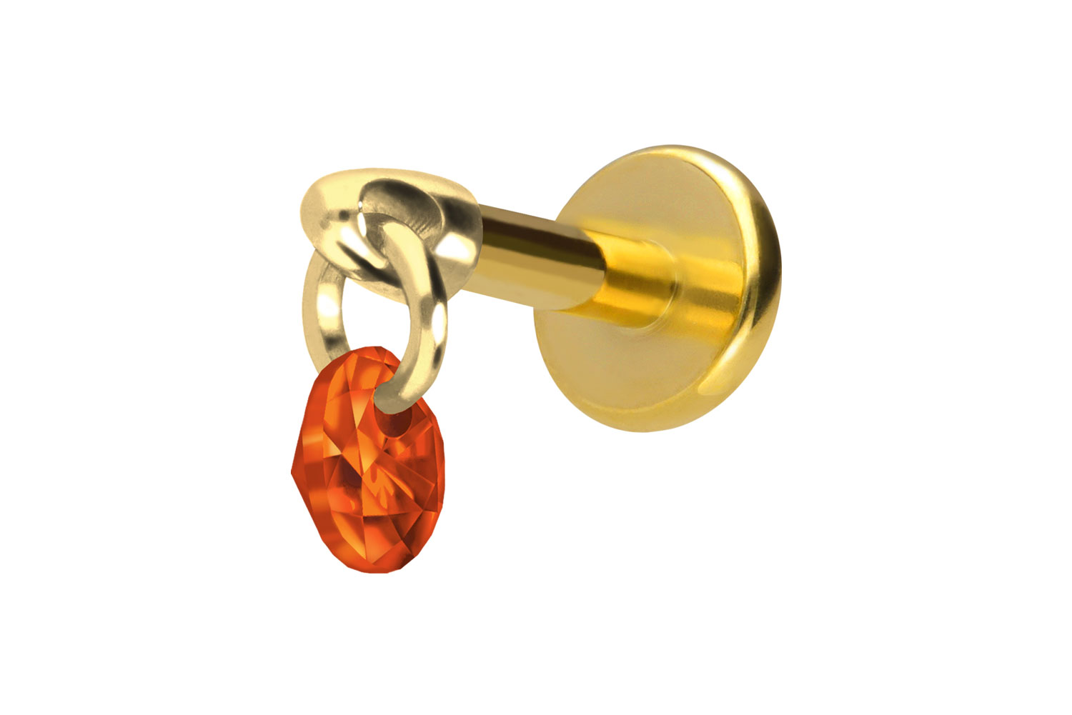 Titan Labret Piercing mit Innengewinde RUNDER KRISTALL